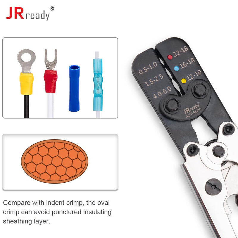 JRready ACT-AD10 Wire Crimping Tool for Heat Shrink Connectors AWG 22-10 - Ratchet Wire Terminal Crimper - Available For Heat Shrink Butt Connectors and Ring Fork Spade Splices