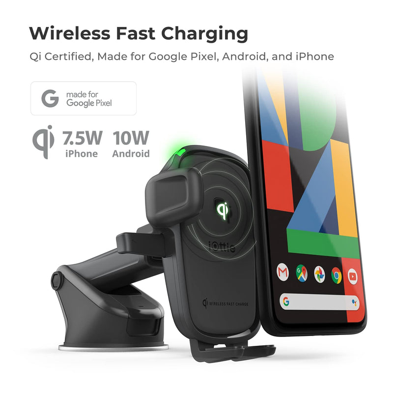 iOttie Car Charger Easy One Touch Wireless 2 Qi Charging Dashboard Phone Mount for iPhone, Samsung Galaxy, Huawei, LG, Smartphones Dash & Windshield