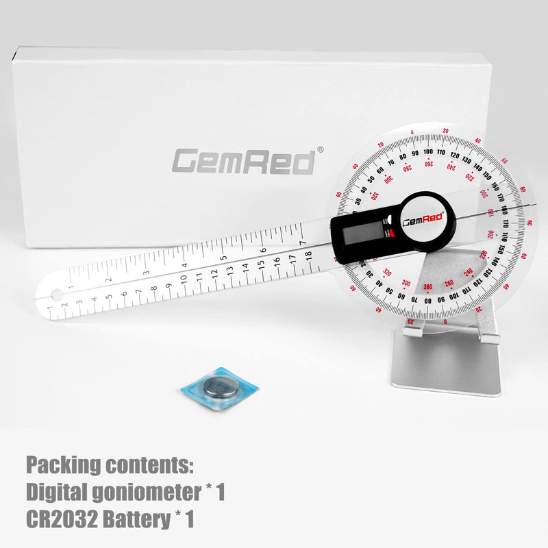 GemRed 12" Digital Goniometer for Joint Range of Motion ROM Measurement(GR311 New Version) 300mm(New Version)