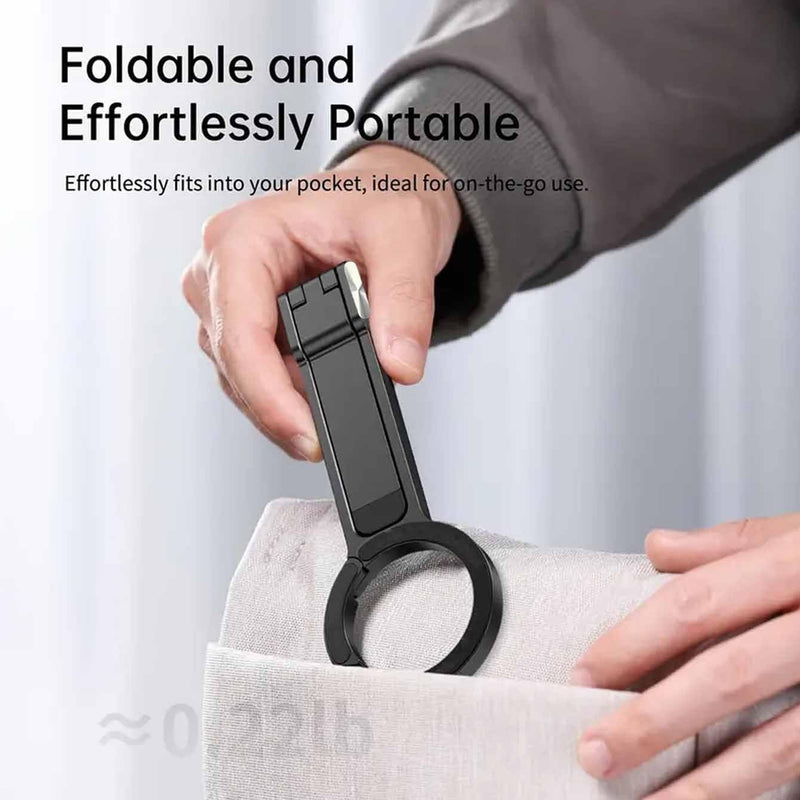 Universal Magnetic Phone Tripod, 360° Rotatable Multi-Angle Stand with Spring Buckle Clip, Compact Travel Vlog Selfie Stick for iPhone/Android/Samsung - Black