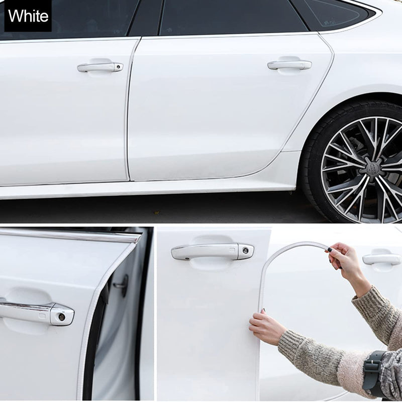 Car Door Protector Edge Guards, Universal Rubber Seal U Shape Car Door Protection, Aluminum Boat Edge Trim Guards No Glue Required, Exterior Accessories Fit for Most Cars, Sedans, SUV (White/10FT) White 10FT