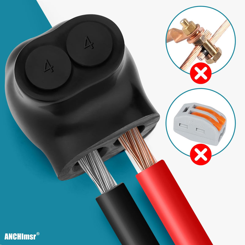 2-Port Insulated Multi-Tap Connector 4-14 AWG Aluminum-to-Copper Single-Side Entry Aluminum Wire Connectors 5/32" Slotted Allen Hex (5 Pack) 5PCS 2 port 4-14 AWG