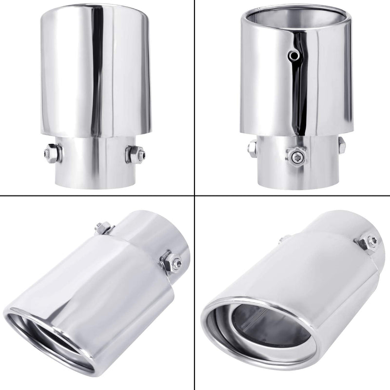 Dsycar Universal Stainless Steel 1.5" - 2.25" Inlet Exhaust Tips, Fit Pipes Diameter 1.5-2.25 inch, Adjustable Car Decoration Chrome-Plated Finish Exhaust Tailpipe Tip, 3.3" Outlet, 5.4" Long Straight