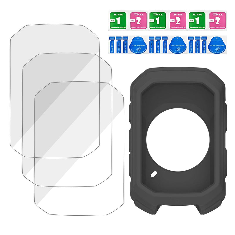 Glass Screen Protector for Garmin Edge MTB GPS and Silicone Case Cover