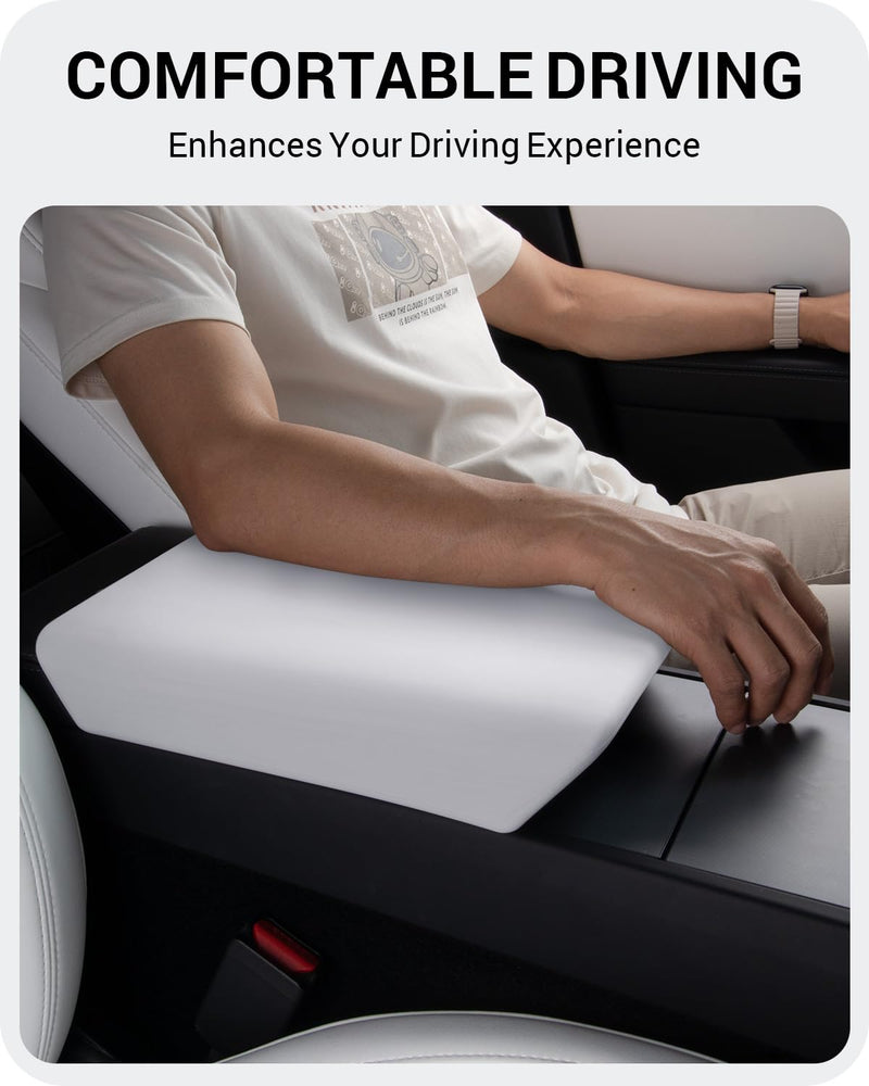 BASENOR Upgraded Center Console Cover for Tesla Model Y 2025 2026 Juniper 2024 2025 Tesla Model 3 Refresh Highland Non-Slip TPU Armrest Cover [No Logo] Arm Rest Protector Accessories White Model Y Juniper / 3 Highland White