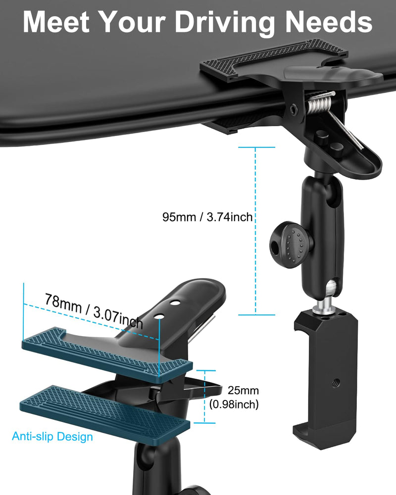 Metal Car Sun Visor Phone Holder for Samsung Smartphones, Car Cell Phone Mount Clamp with 360° Adjustable Arm for Galaxy S26 Ultra, S25, S24, S23, S22, A36, A26, iPhone 17 Pro Max, 16, 15, 14, 13, 12