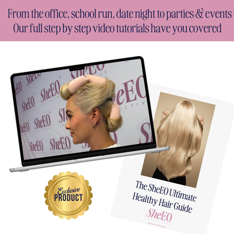 SheEO 6 Piece heatless Hair Curler Set, 3 heatless Curling rods, 1 Silk Bonnet, 1 Hair Clips, Wide Tooth Comb. Includes tutorials from Leading Stylist to Create Overnight Curls with Velvet Rollers Heatless Curling Set