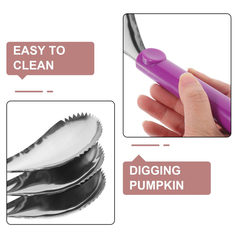 Hand Tools 3Pcs Pumpkin Scooper Stainless Steel Fruit Carving Tool Manual Watermelon Cantaloupe Scooper Melon Baller Scoop Set Pumpkin Corer Pumpkin Pulp Separator for Kitchen