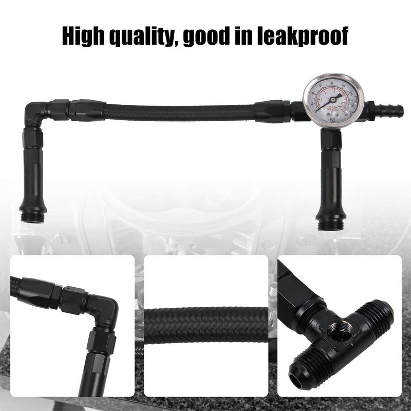 RULLINE AN6 Dual-Feed Double Pump Braided Fuel Line with 0-150psi Vacuum Pressure Gauge Compatible with Holley 4150 Carburetor 6AN