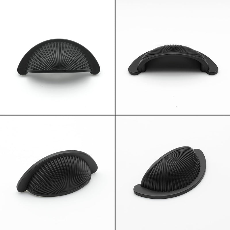 10 Pack Matte Black Bin Cup Drawer Pulls 2.5 Inch(64mm) Hole Center Zinc Alloy Cabinet Handles Dresser Kitchen Cupboard Bathroom Furniture Hardware 10 Pack