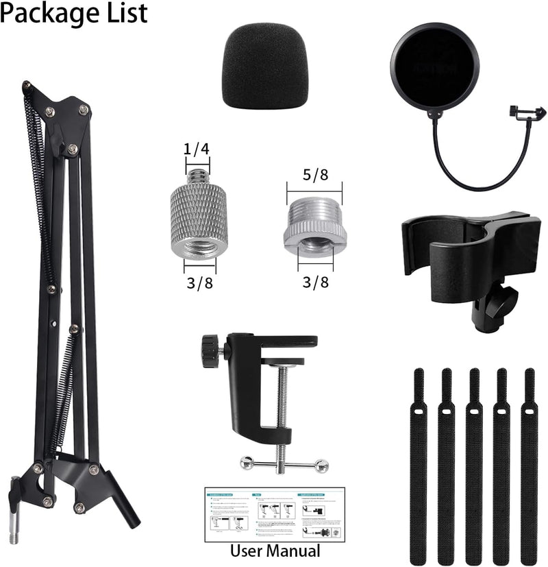  [AUSTRALIA] - Yeti Nano Mic Boom Arm Stand with Pop Filter, Compatible with Blue Yeti Nano USB Microphone with Cable Sleeve by SUNMON