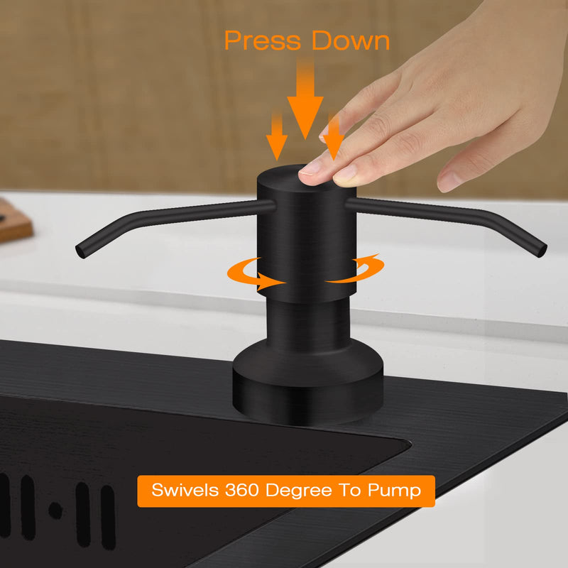 Sink Soap Dispenser for Kitchen Sink, Countertop Built in Sink Soap Dispenser with 47”Extension Tube kit, No Need to Fill The Little Bottle Again (Black) Black