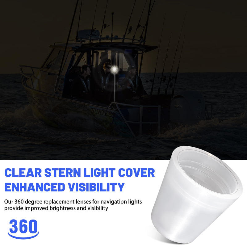 91017B7 Replacement Boat Stern Light Cover Lens Cap Compatible with Attwood Boat Anchor Light Cover, fit All-Round Light Screw-On Replacement Globe, Navigation Light Accessory Rear Boat Light Cover