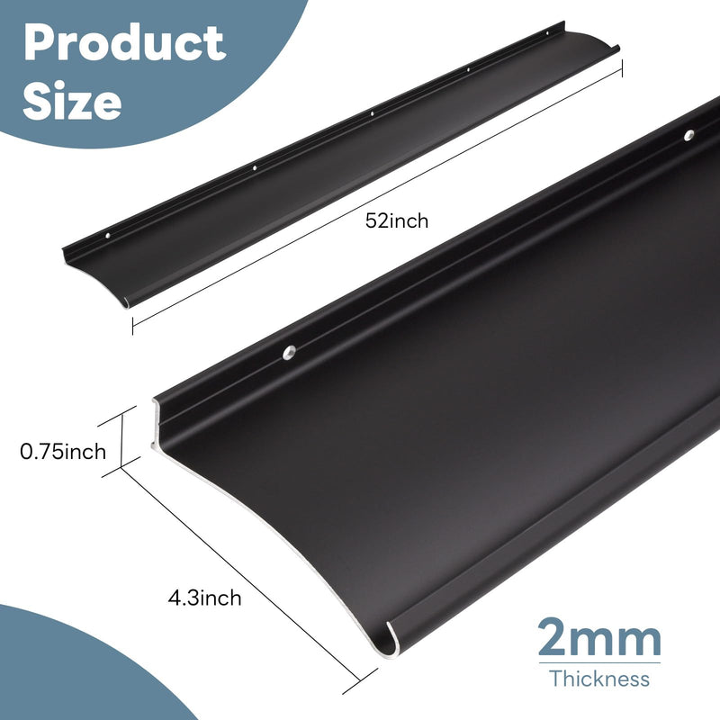 Heavy-Duty Aluminum Door Rain Drip Guard, 4″ Extra-Wide and Thickened Window Door Rain Deflector, Size 52″ Length, 4″ Wide, 0.8″Height (Black) 1 52in-Black