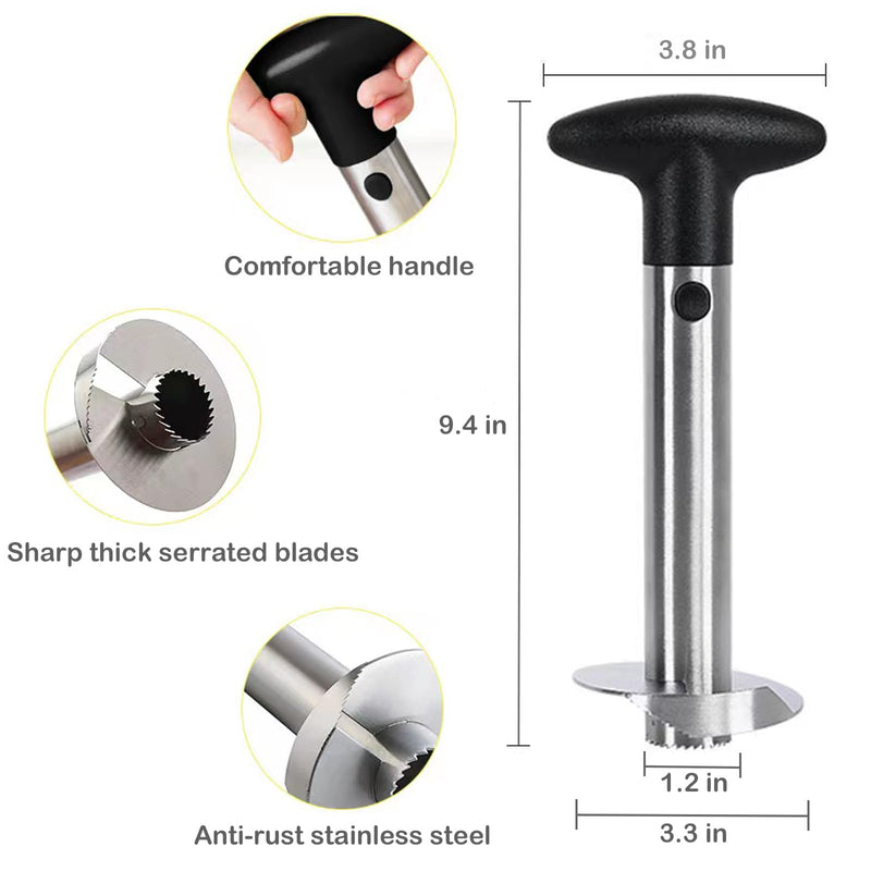 Premium Fruit Corer Set - Effortless Core Removal for Apples, Pears, and Pineapples - Upgraded Stainless 2 In 1 Corers, Pineapple Corer and Slicer Tool,Easy to Use and Clean