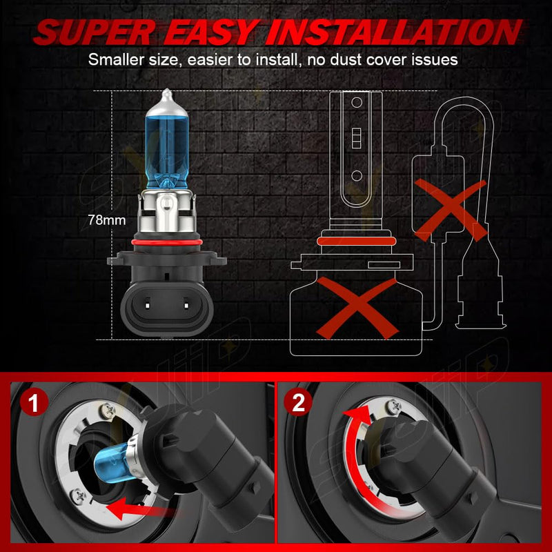 Upgraded Halogen Headlight Bulbs For Honda Accord Sedan 1990-2001 2002 2003 2004 2005 2006 2007 2008 2009 2010 2011 2012, 9005 9006 High Low Beam Headlamp Lights, 6000K White, 300% Brightness, 4-Pack for Accord Sedan high and low beam (90-12)