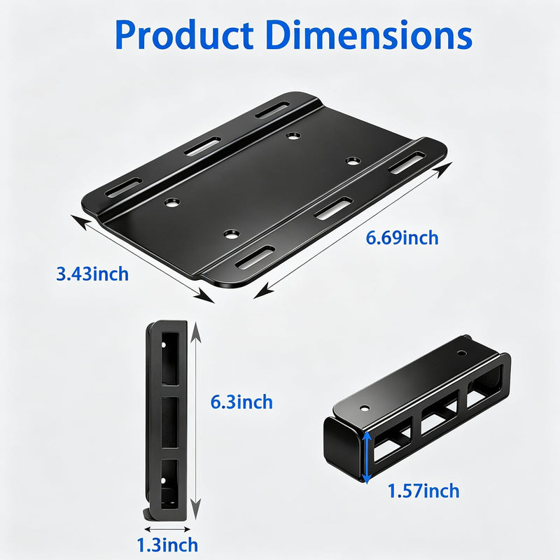 Universal Wall & Under Desk Laptop Mount and Charger Holder | for most laptops as MacBooks, Surface,Tablets, and 100W or Higher Chargers, with Adhesive, Screws, Anti-Scratch Pads