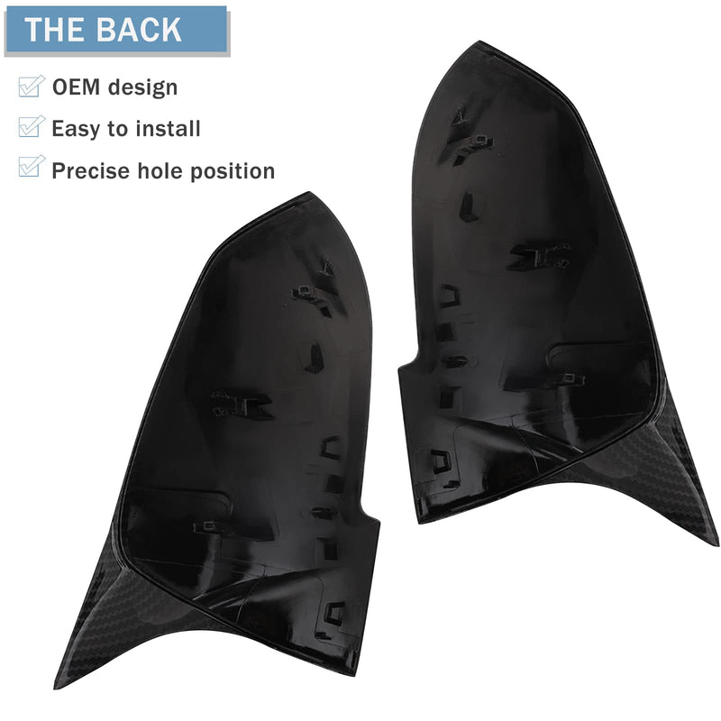 Door Rearview Mirror Cover Cap Carbon Fiber Replacement for BMW F20 F22 F30 F31 F32 F33 F36 F87 M2 X1 E84 328330i 335i 428i 435i - 2PCS (Carbon Fiber)