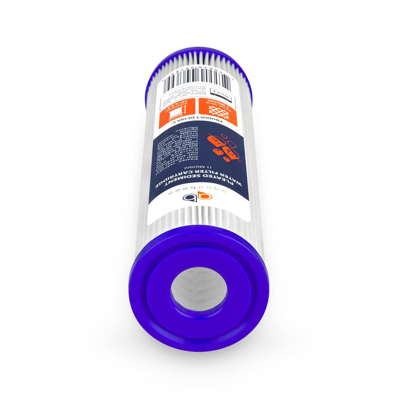 Aquaboon 1 Micron Pleated Water Filter 10 x 2.5 - Whole House Sediment Filter Replacement Cartridge Compatible with WFPFC3002, WHKF-WHPL, 6-Pack