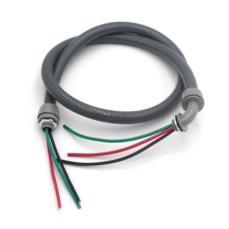 TAUROX 1/2Inch 3 Conductor 10 Gauge Electrical Wires Liquid Tight Conduit Wire with Ground Nonmetallic Flexible Conduits AC Disconnect Box Outdoor Electrical Whip Kit Power Whips Assembly(4FTx1/2Inch) 4FT