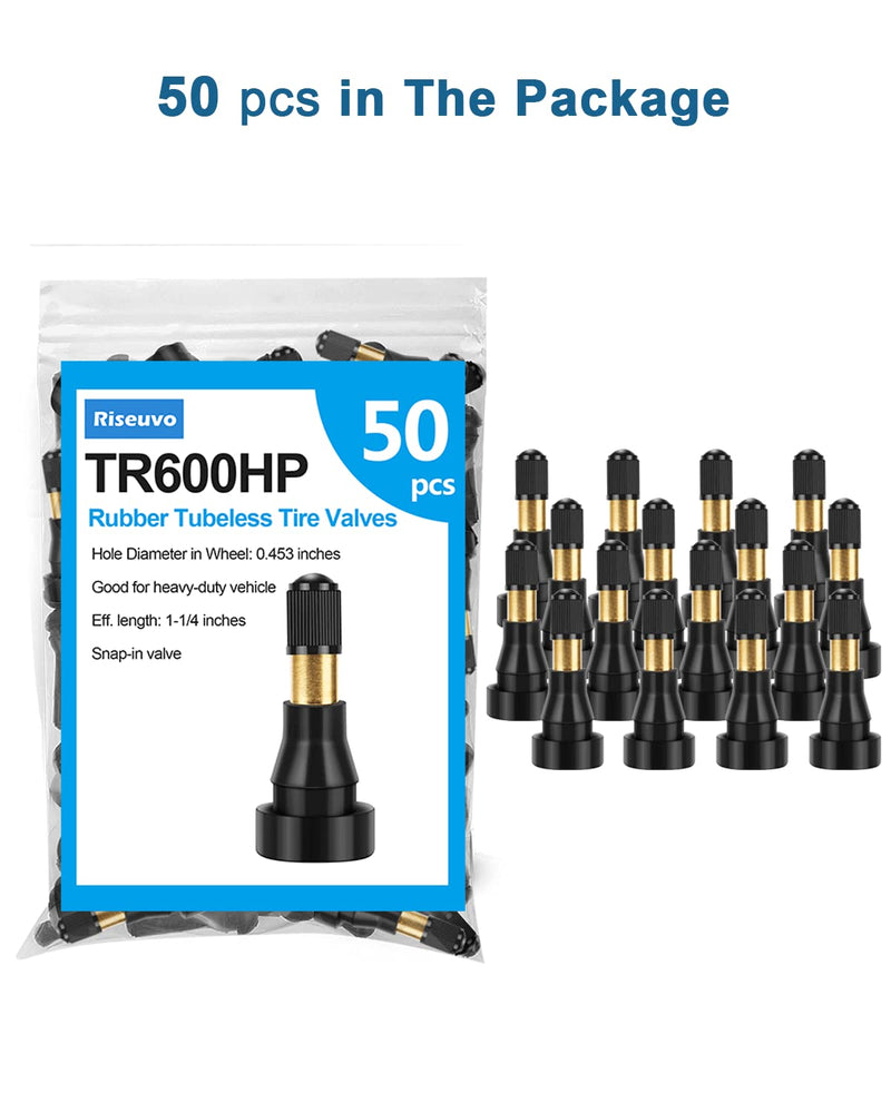 Riseuvo 50pcs TR600HP High Pressure Tire Valve Stem High-Pressure Tubeless Snap-in Valves .453 Good for Larger or Heavy-Duty Vehicle TR600