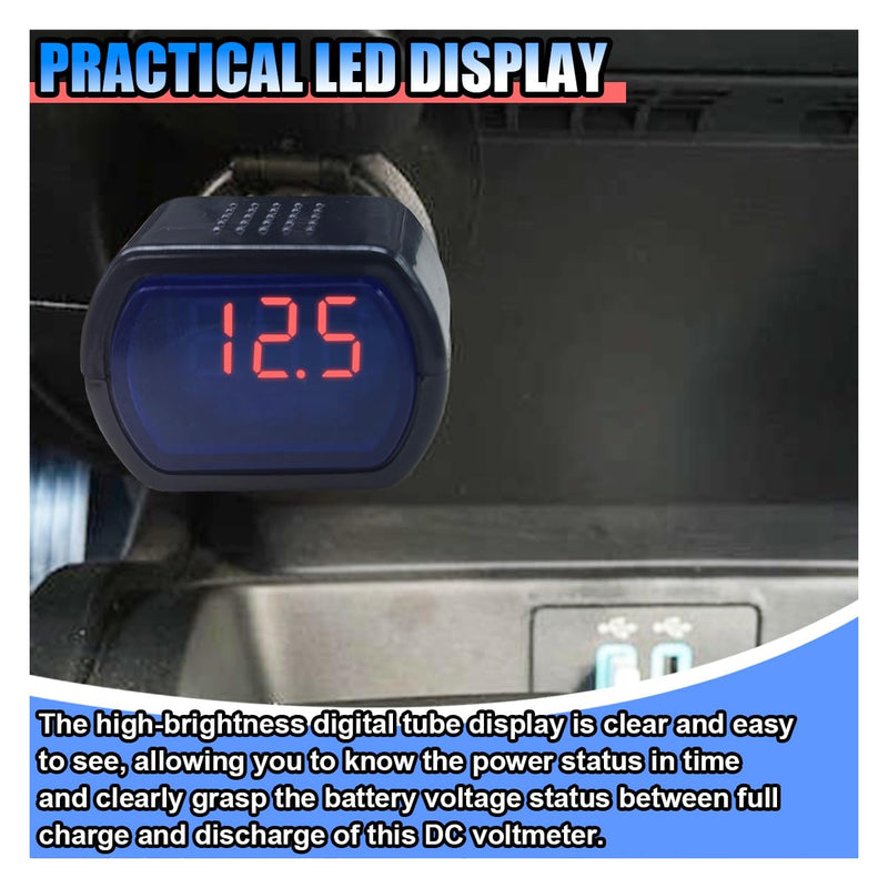 Car LED Digital Voltmeter, DC 12V/24V Cigarette Lighter Voltage Meter, Volt Gauge Battery Monitor, Digital Voltage Display for Auto Car Truck