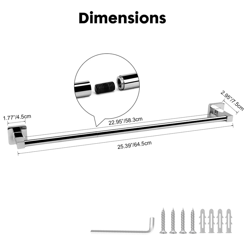 Modern 24 inch Bathroom Towel Bar Chrome,Towel Racks for Bathroom Wall Mounted,Bathroom Towel Holder Black,Home Decor Towel Rod