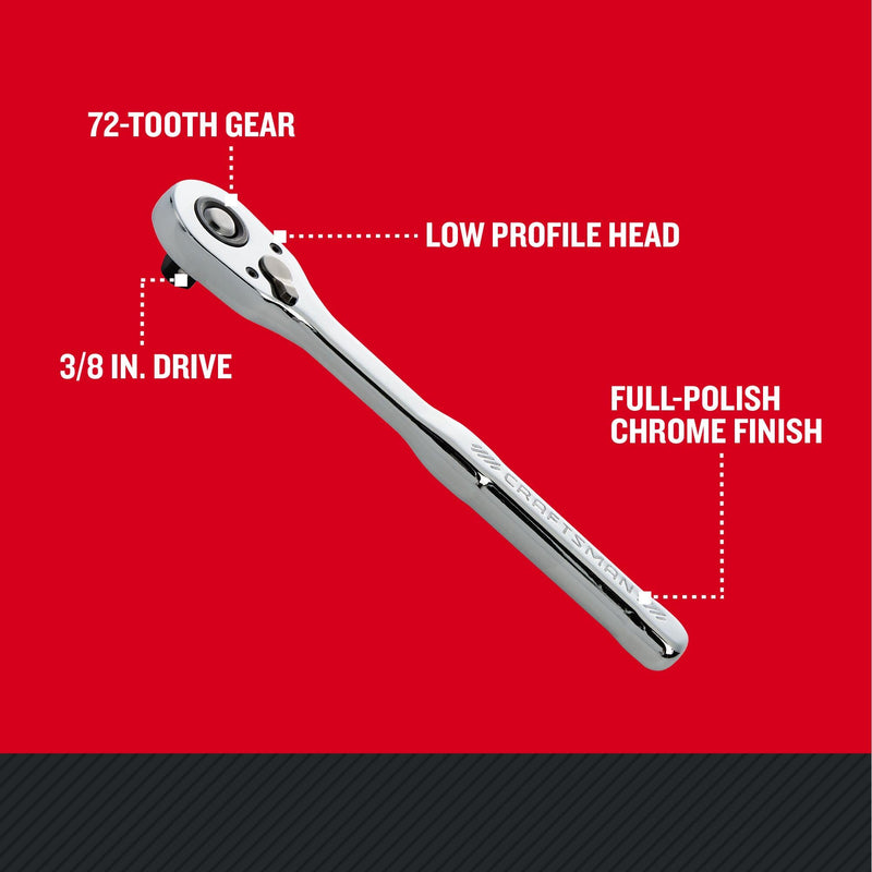 CRAFTSMAN Low Profile Ratchet, 3/8 Inch Drive, 72 Tooth (CMMT86722) 3/8 in New Ratchet Wrench