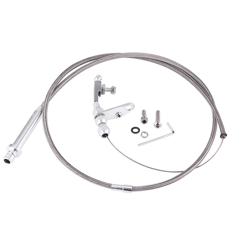 Keenso Th350 Kickdown Cable, Silver Stainless Steel Braided Kickdown Cable for 350 Turbo Transmission Assembly Detent Kickdown for Chevy TH350