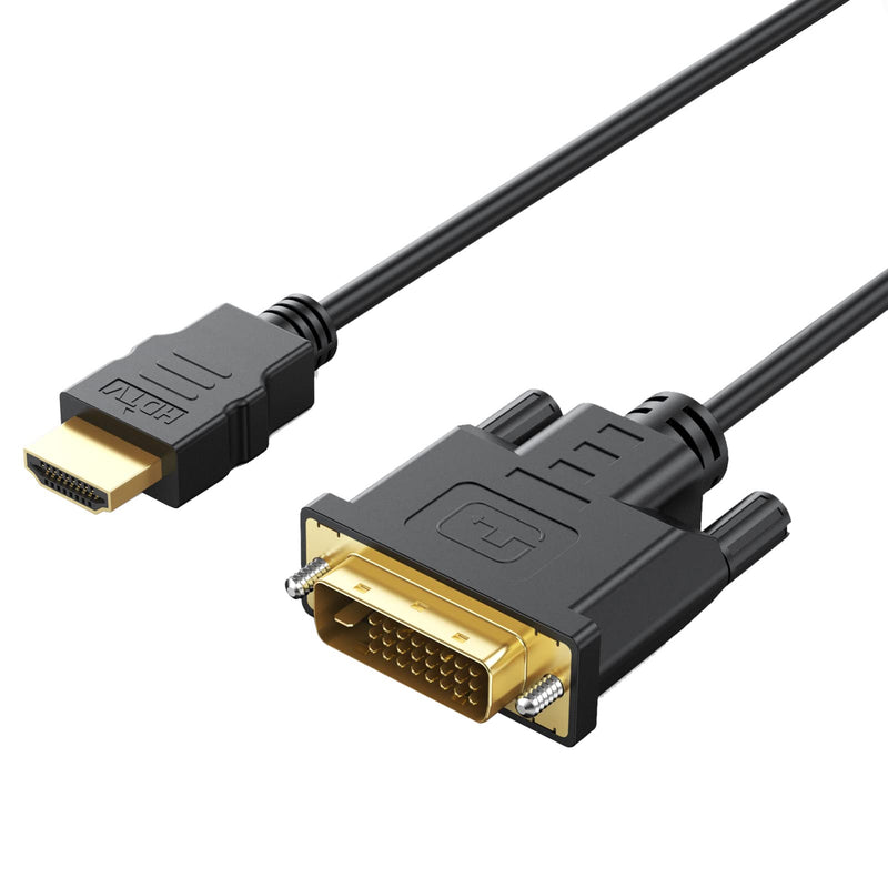 HDMI to DVI Cable 5-Pack, 6 Ft Bidirectional DVI-D to HDMI Male to Male High Speed Adapter Cable Support 1080P Full HD (5, Black)