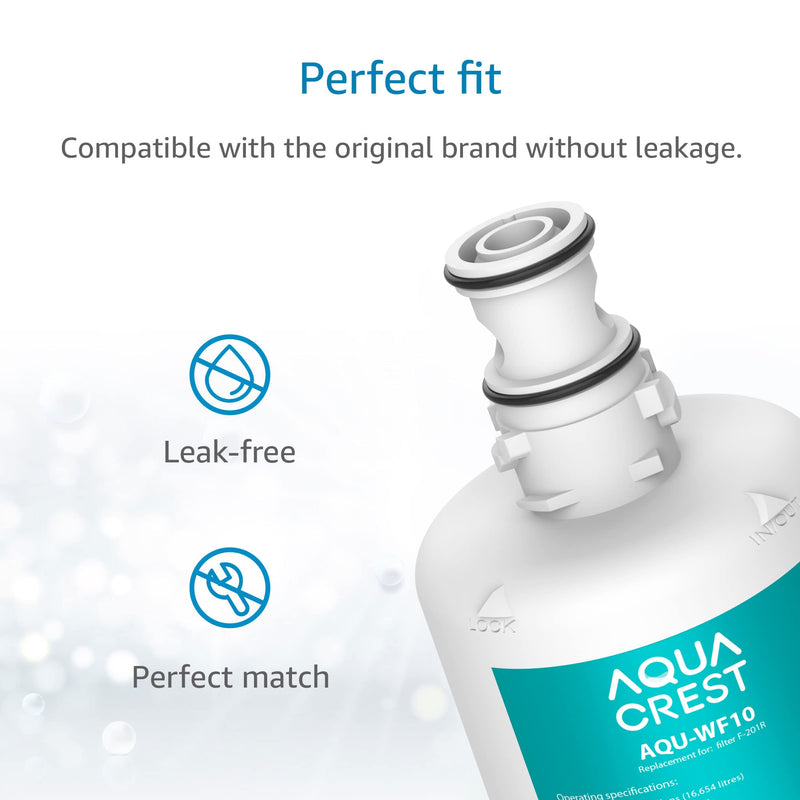 AQUA CREST F-201R Water Filter Cartridge, Replacement for Advanced InSinkErator® F-201R, HF05-MS, HC151-S, NSF/ANSI 42 Certified, 4400 Gallons, 2 Pack, Model No.AQU-WF10