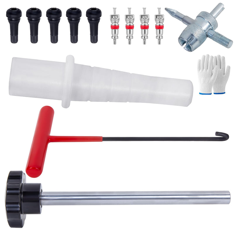 Quick Change Tire Valve Tool Kit,Tire Valve Stem Core Quickly Replacement Tool Kit,Perfect Tool for Replacing Leaky Valves in Cars,ATVs,Trucks,Motorcycles, etc.with 5 TR413 Valve,4-Way Valve Tool Set A