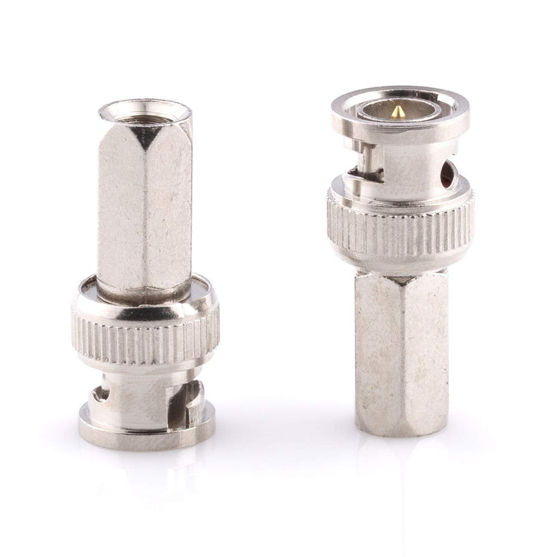 THE CIMPLE CO RG59 Coaxial Cable Connector, Screw On (Twist On) - SDI, HD-SDI, CCTV, Security, Video Card, Camera, Solderless - RG59 - Pack of 10 10 Pack Silver RG59