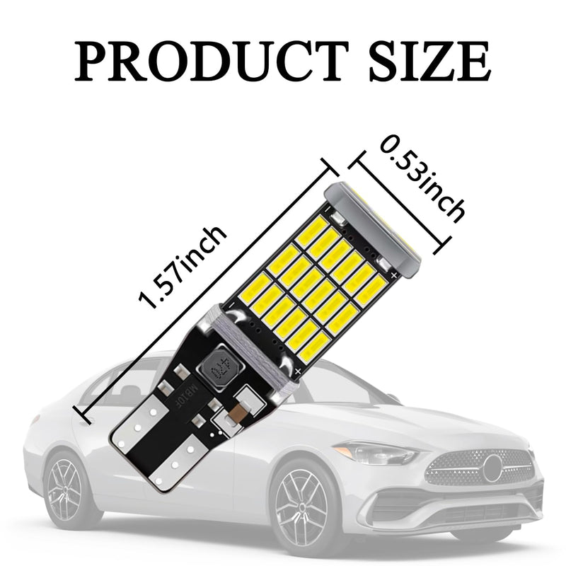 4PCS 921 912 LED Brake Lights, T15 45SMD-4014 Chipsets Backup Reverse Light Bulbs, 906 W16W Error Free Super Bright LED Bulb Replacement for Car Truck Cargo Backup Reverse Lights (White) White