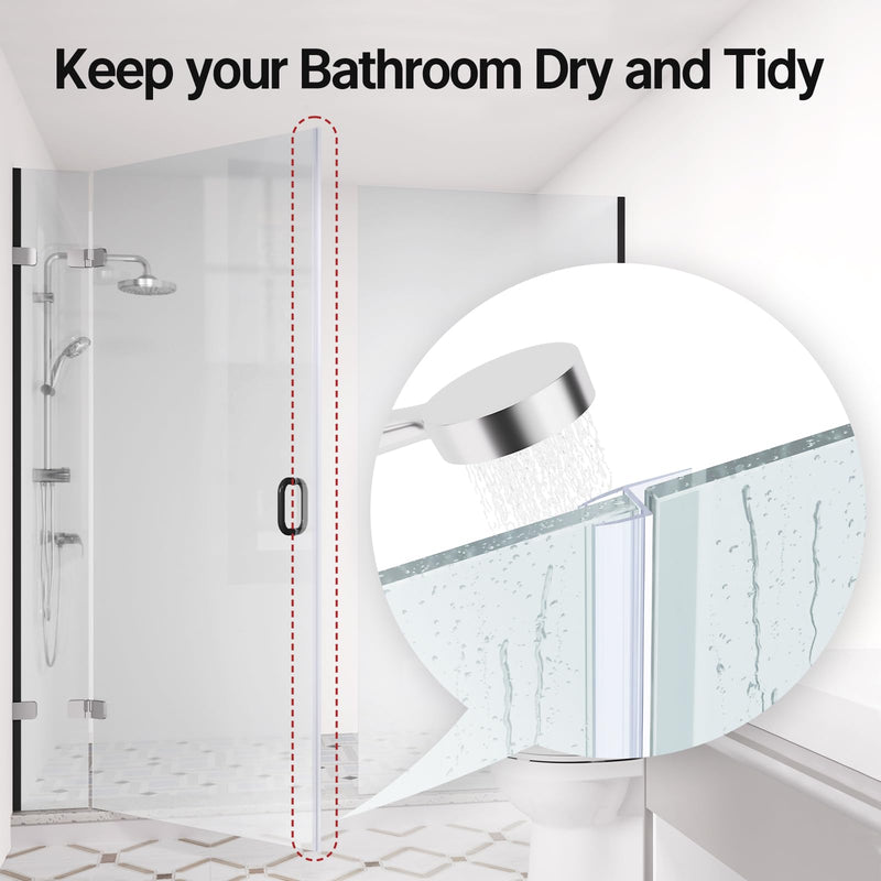 AmazerBath Shower Door Side Seal Strip (Set of 2), Frameless Glass Shower Door Seal Strip - Suitable for 3/8 Inch Glass, 78 inch Side Seal 3/8