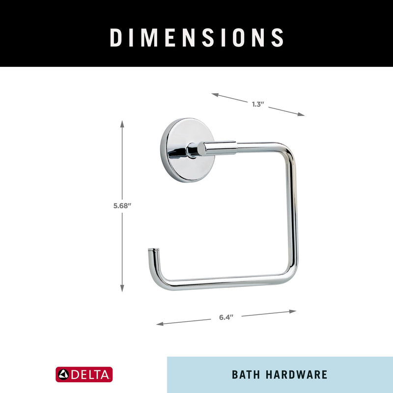 Delta Hand Towel Holder | Square Polished Chrome Ring for Hanging Towels in Kitchen, Bathroom | Trinsic Accessories 2 x 6.41 x 2 Inches