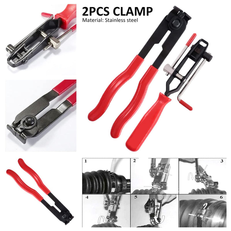 10pcs CV Boot Clamps Pliers Kit, Ear Boot Tie Pliers,Stainless Steel Universal Adjustable AXLE CV Joint Boot Crimp Clamp Kit,Hose Axle Plier CV Clamp Tool CV Joint Banding Tools
