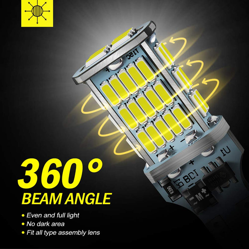 Extremely Bright 921 912 906 T15 W16W LED Bulb White, CANBUS 48-SMD 4014 Chipsets 1300 Lumens LED Replacement for Car Backup Reverse Center High Mount Stop Light Bulbs(Pack of 2) Xenon White