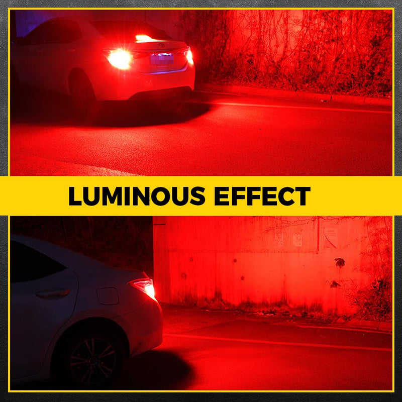 BMT xms 7443 LED Strobe Brake Lights Bulbs Red Light, Super Bright T20 W21W 7440 7441 7444 7443R Flashing Strobe Light, Pack of 2