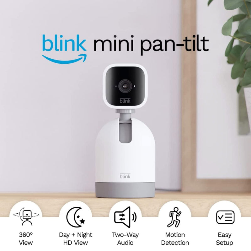 Blink Mini Pan-Tilt Camera | Rotating indoor plug-in smart security camera, two-way audio, HD video, motion detection, Works with Alexa (White) White 1 Camera