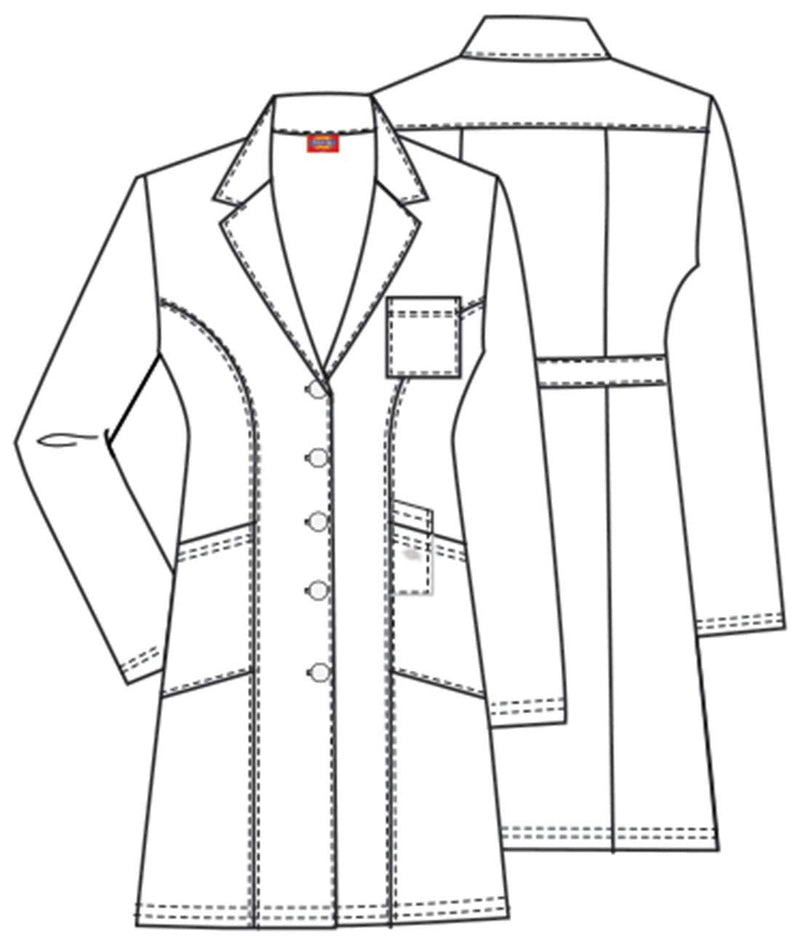 Dickies Contemporary Fit Women's 37" Twill Fitted Lab Coat 82401 Small White