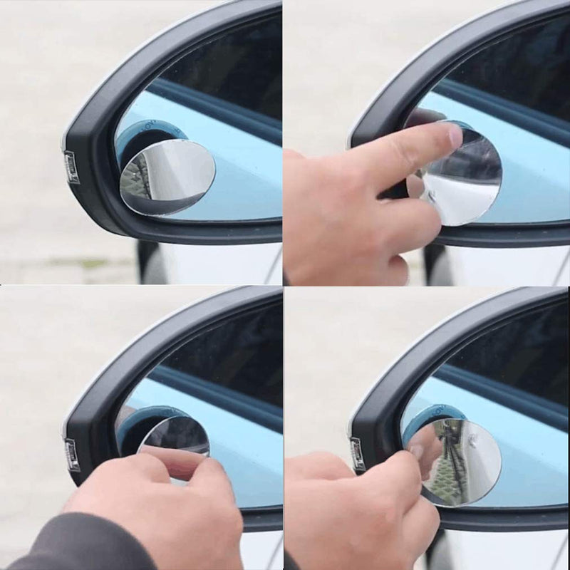 Yusheng 2PCS Mini Blind Spot Mirror, 1.57" Round HD Glass Convex Rear View Mirror, Strong Adhesive for Car (40mm, Frameless)
