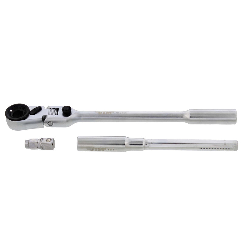 VIM Tools Flex Socket Ratchet to T Handle Wrench 3pc Set - 1/4in Small Ratchet Set with Socket Extension and Adapter