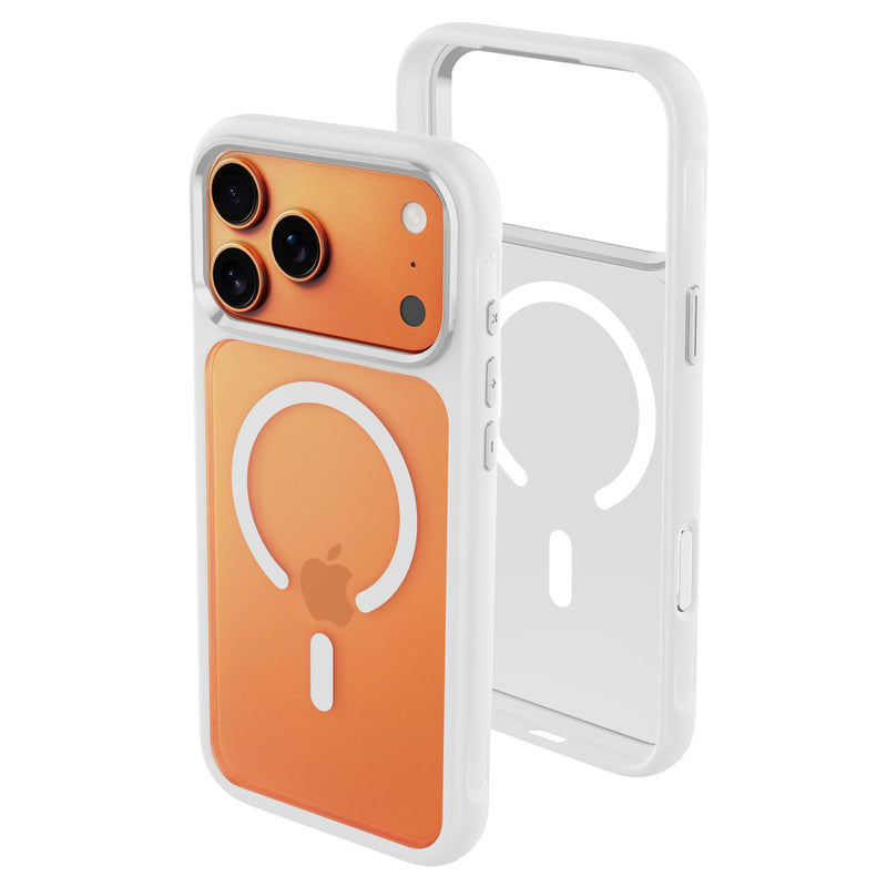 Magnetic Phone Case for iPhone 17, PC+TPU Hybrid, MagSafe Compatible, Sandblasting Back with Orange Frame, Anti-Fingerprint (Black, iPhone 17 Pro) Black