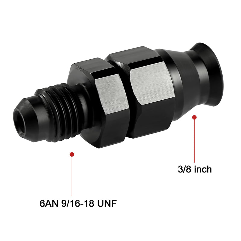EVIL ENERGY 6AN Male to 3/8" Hardline Compression Fitting Adapter Aluminum Black 2PCS 6AN to 3/8
