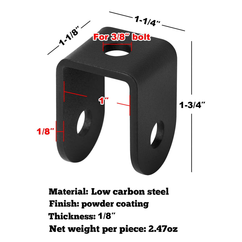 GBGS 20 Pcs 1" U Brackets,1/8"(3 mm) Thick, Black Powder Coating