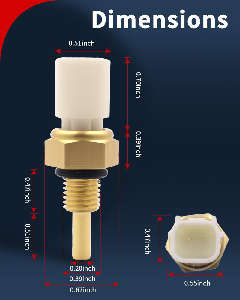VEHICODE Engine Coolant Temperature Sensor, ECT Water Temp Sensor Compatible with Honda Civic Accord CRV HRV Pilot Ridgeline Fit Odyssey, Acura MDX RDX TSX TL RL, Replace 37870-RTA-005, w/Connector