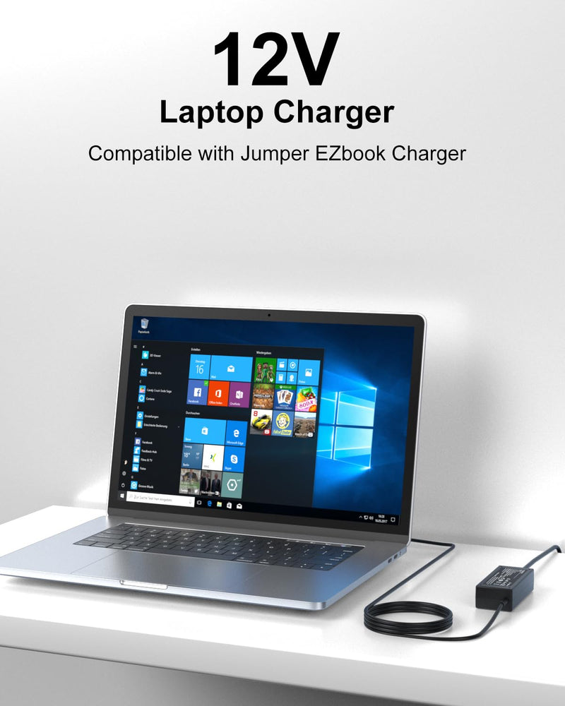 12V 5A AC Laptop Charger Compatible with Jumper EZbook Power Cord | Compatible with Jumper EZbook X3 3S 3L X4 S4 S5 2 3 Pro/EZpad 6 Pro 8/EZpad 3 Plus A5/Chuwi Herobook Pro Supply Cord
