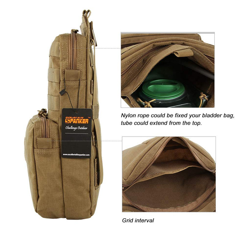 EXCELLENT ELITE SPANKER Tactical MOLLE Hydration Pack for 3L Hydration Water Bladder Molle Vest Accessory Coyote Brown
