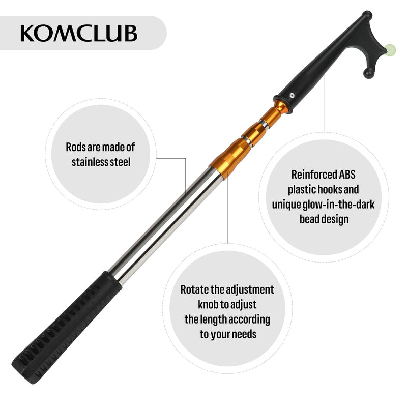 KOMCLUB Telescopic Boat Hook for Docking Extension Pole Hook Push Stick for Boat Non-Slip Rubber Handle Durable Rust-Resistant Rust-Proof Multi-Function Replaceable Head Push Pole gold-4.39FT